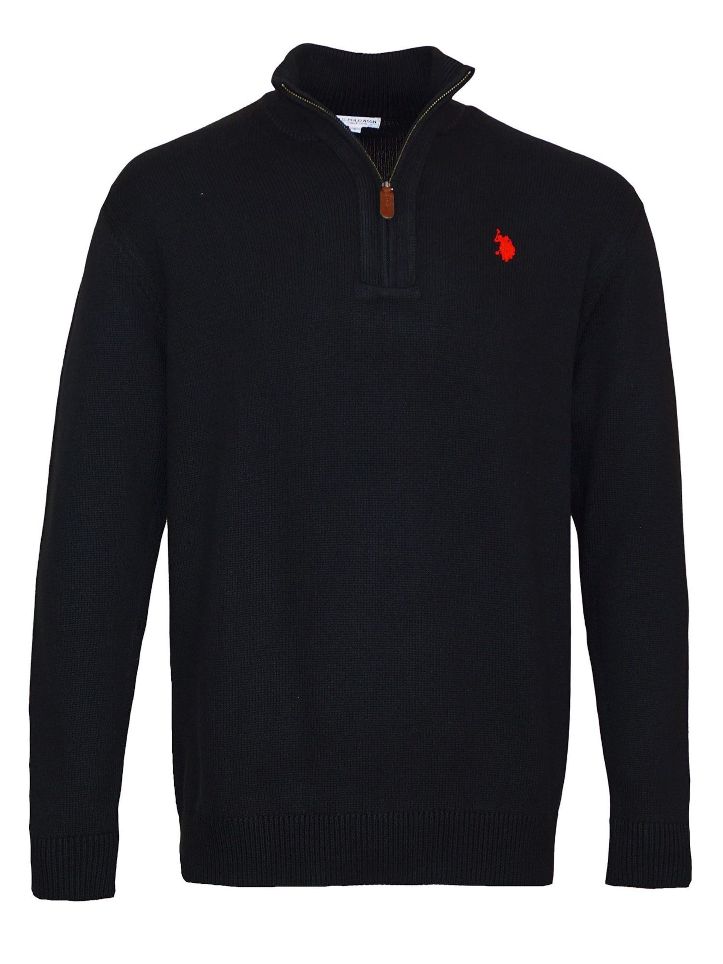 Pull-over 'Half Zip' U.S. POLO ASSN. en noir : devant