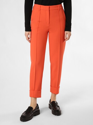 Marc Cain Regular Pleat-Front Pants 'Fordon' in Orange: front