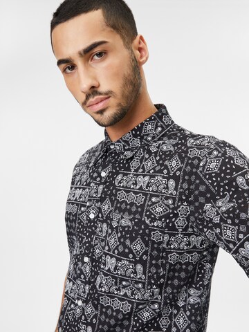 AÉROPOSTALE Regular fit Button Up Shirt in Black