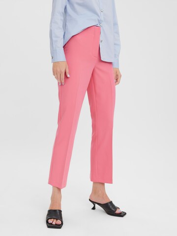 VERO MODA Regular Trousers with creases 'SANDY' in Pink: front