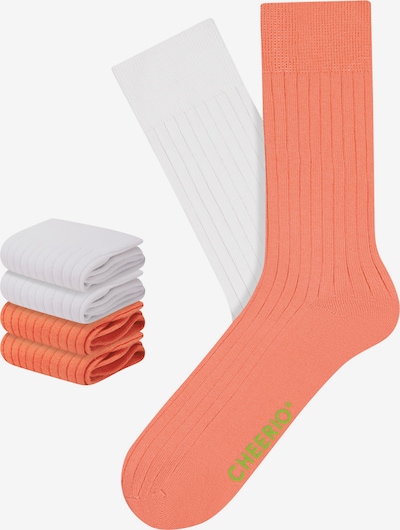 CHEERIO* Chaussettes 'Tough Guy' en vert / saumon / blanc, Vue avec produit