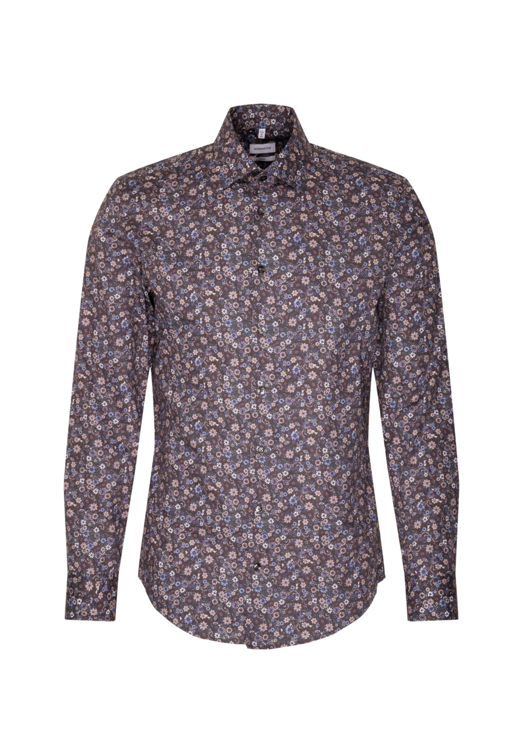SEIDENSTICKER Slim fit Zakelijk overhemd 'Smart Essentials' in Bruin