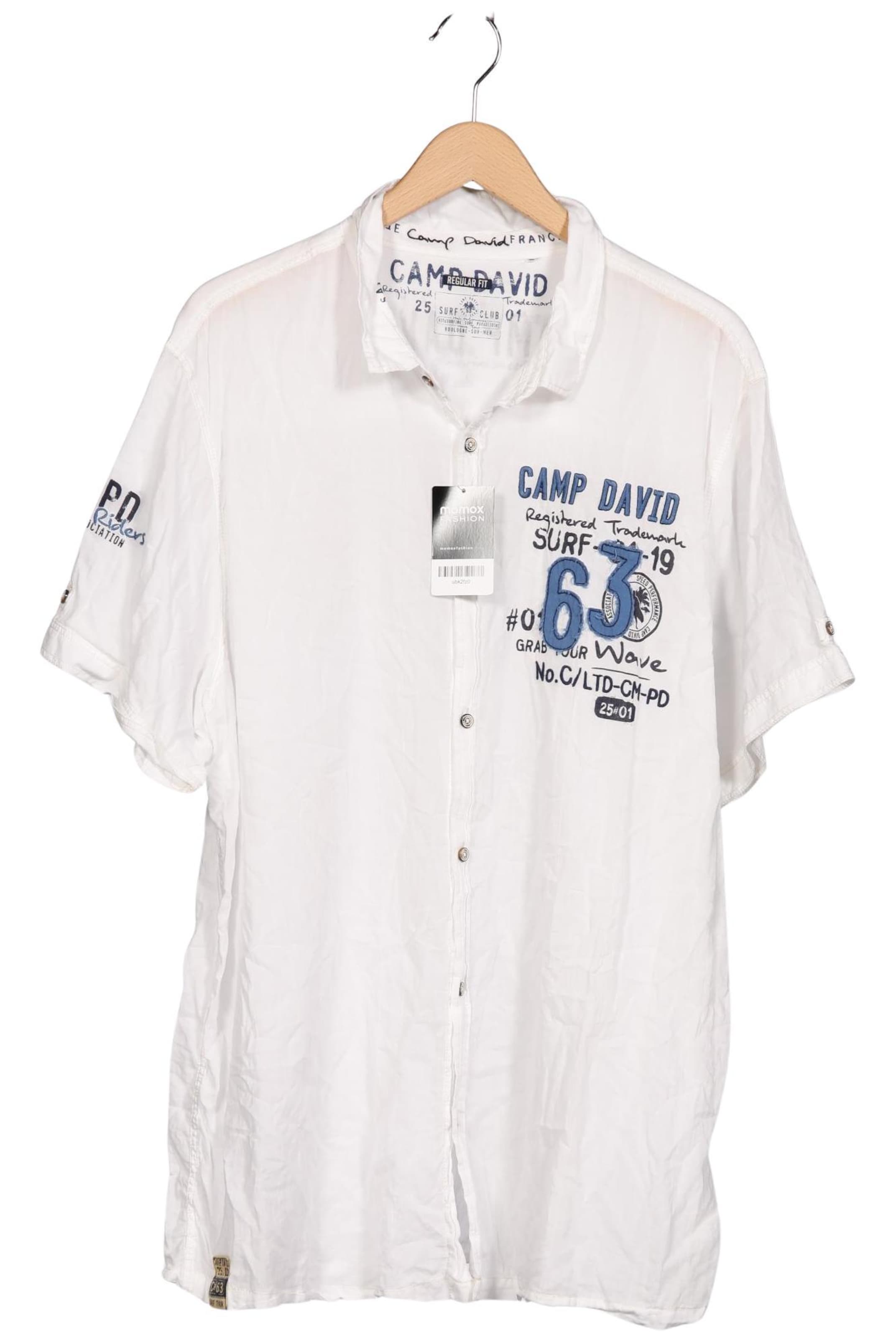CAMP DAVID Button Up Shirt in 5XL in White: front