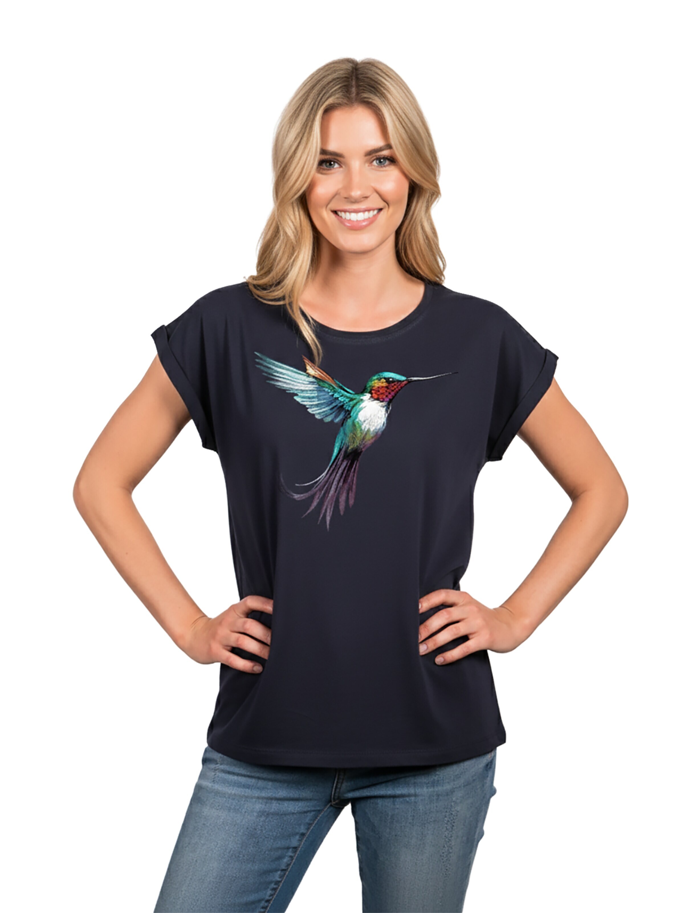 MAKAYA Shirt 'Kolibri' in Blue: front