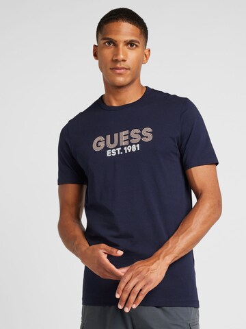 GUESS Majica | modra barva: sprednja stran