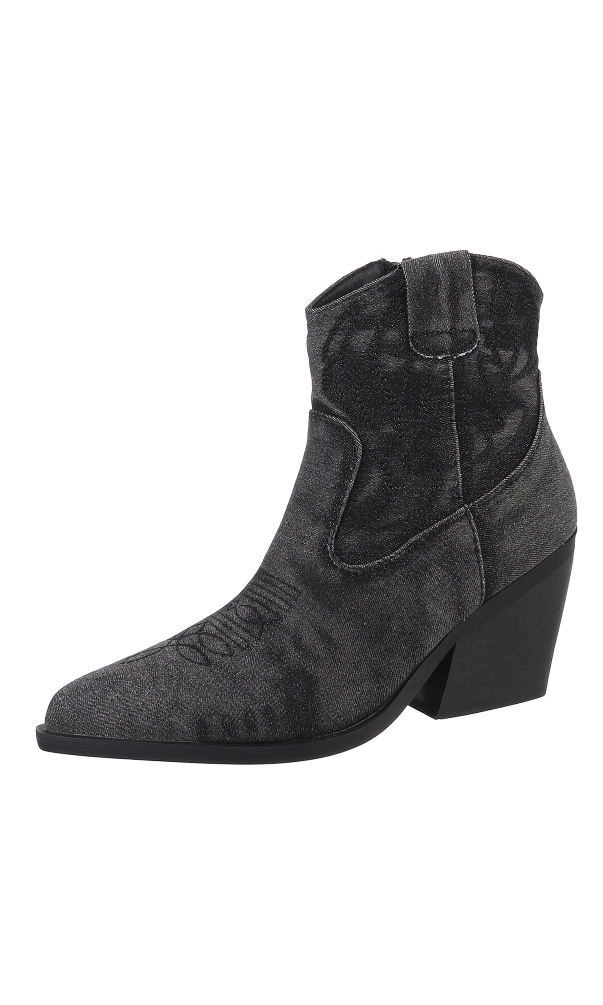 Ital-Design Cowboy Boots in Black: front