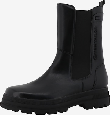 TOM TAILOR Ankle Boots in Black: front