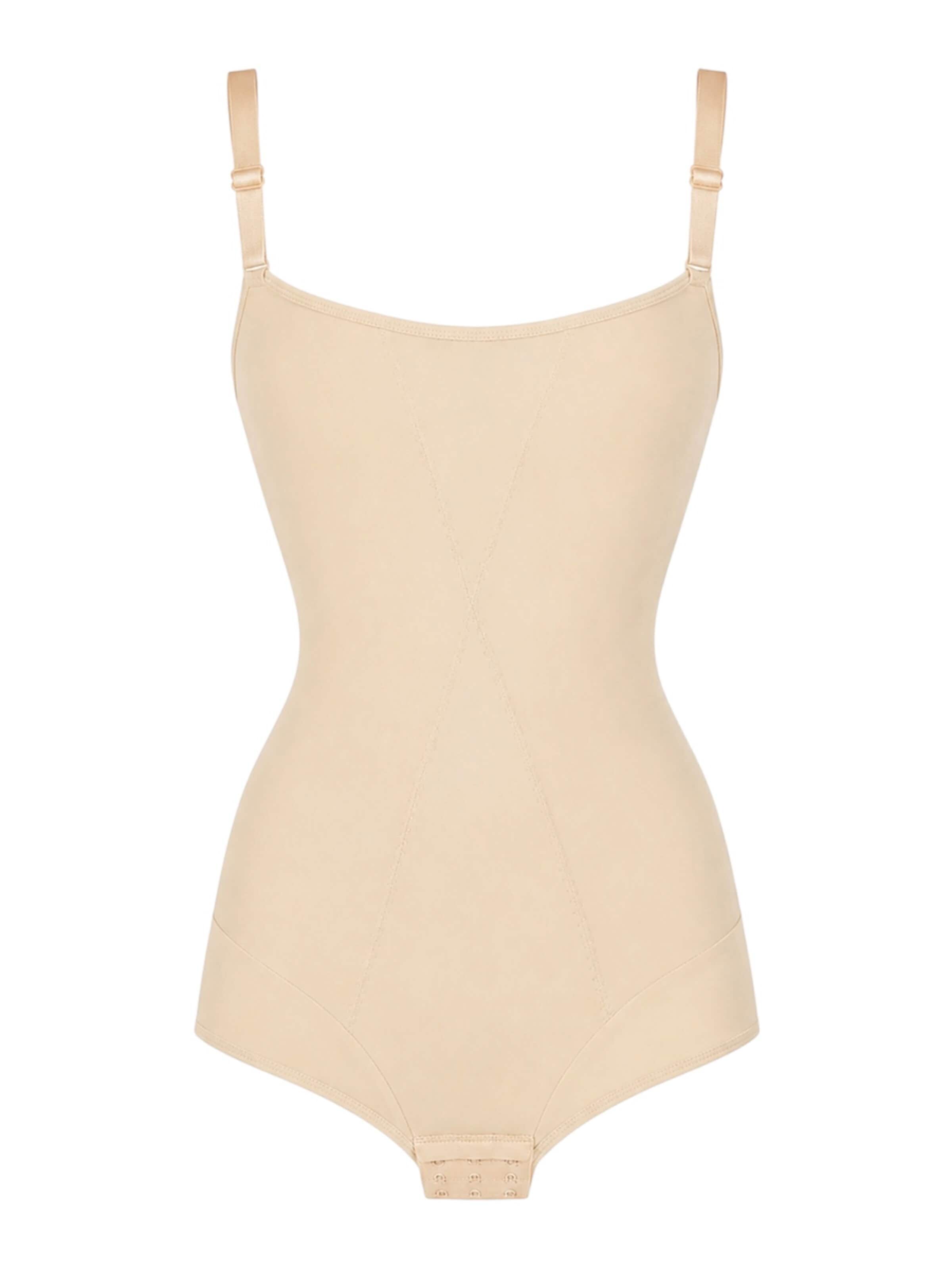 MILENKA - Body moldeador 'MILENKA shaping bodysuit with open chest' en beige: frente