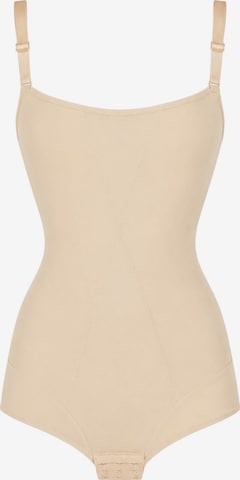 MILENKA - Body moldeador 'MILENKA shaping bodysuit with open chest' en beige: frente