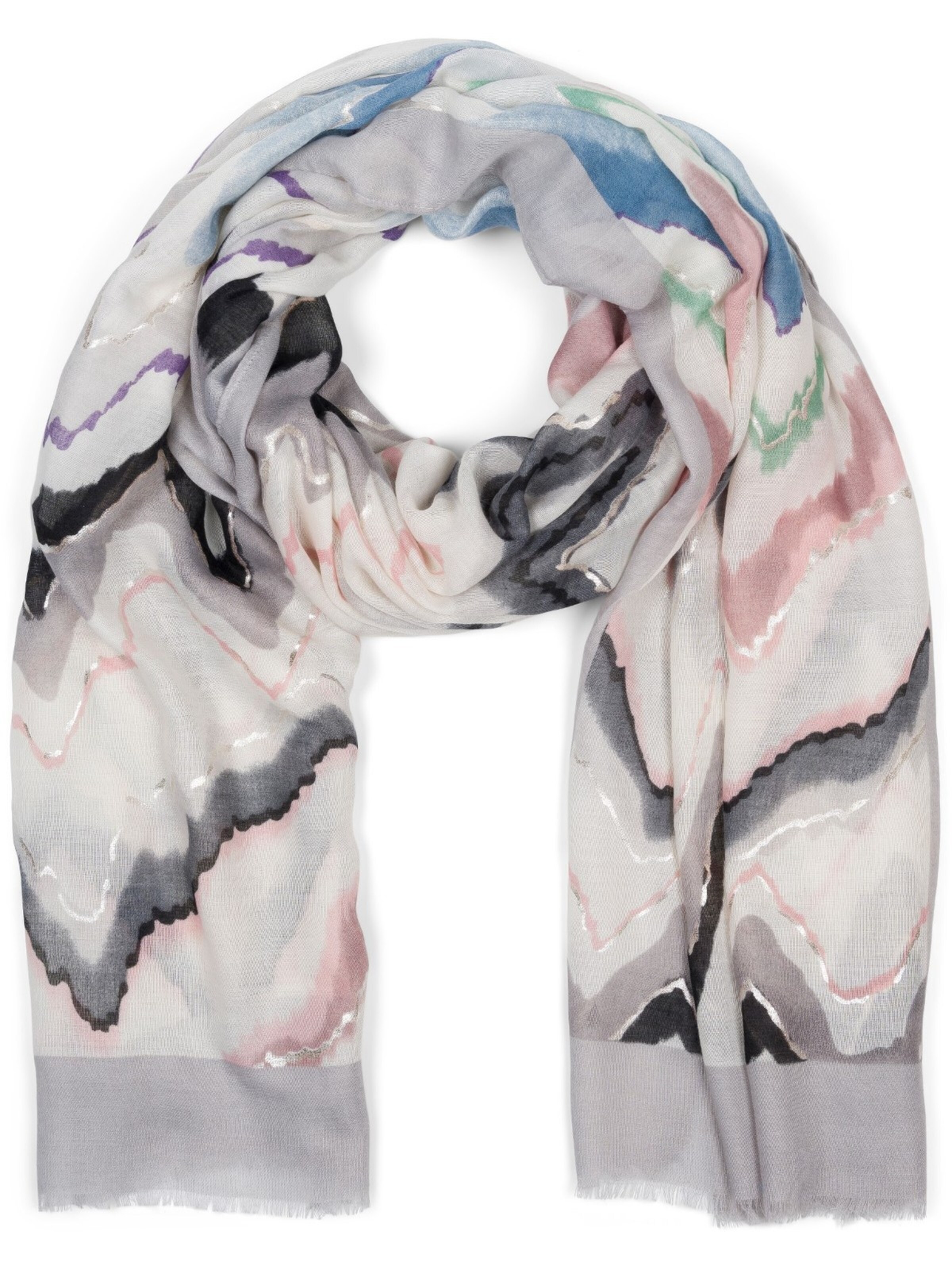 styleBREAKER Scarf 'Leichter Schal mit Zick-Zack Muster' in Grey: front