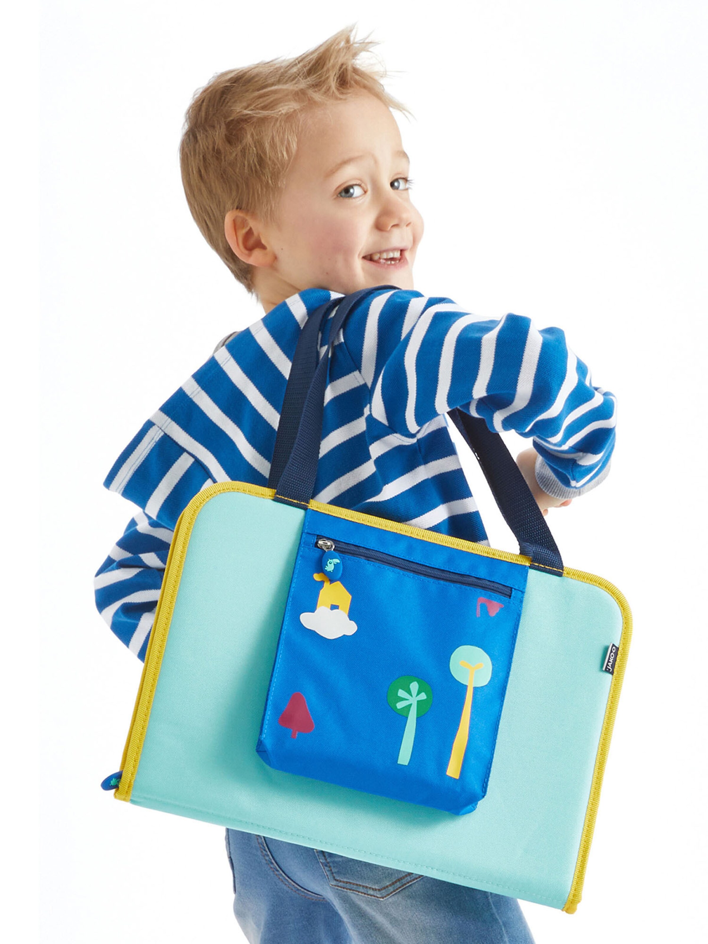 HABA Kinderkoffer ' Schranktrolley 4 Rollen und Kreativtasche ' in Blau