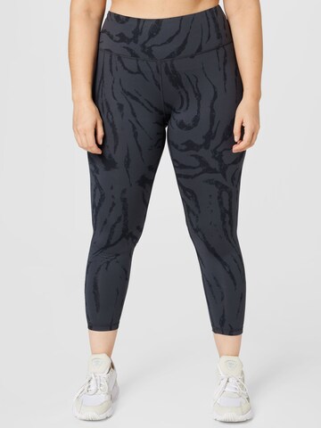 ADIDAS PERFORMANCE Skinny Sportbroek 'Optime Icons Print' in Grijs: voorkant