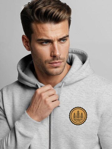 Neverless Zip-Up Hoodie 'Bäume Badge' in Grey