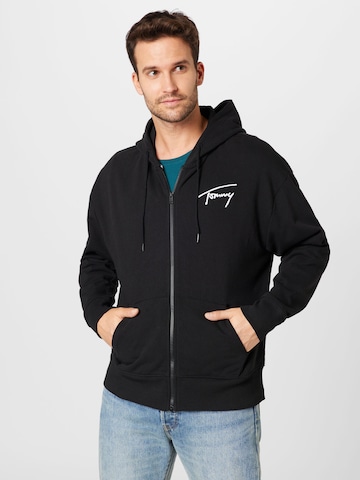 Tommy Jeans Sweat jacket in Black: front