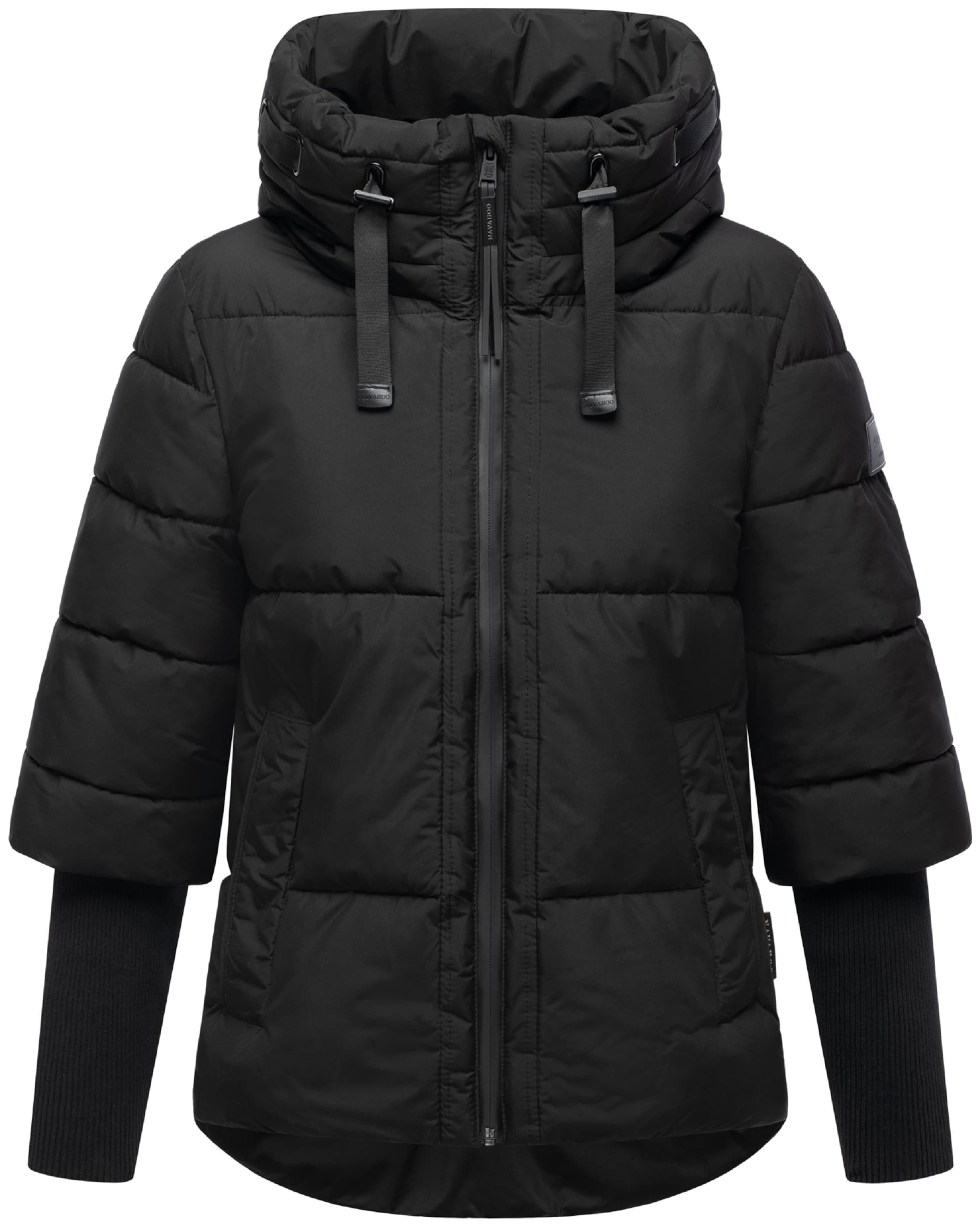 NAVAHOO Wintrjacke 'Lotusherz XIV' in Schwarz: Vorderseite