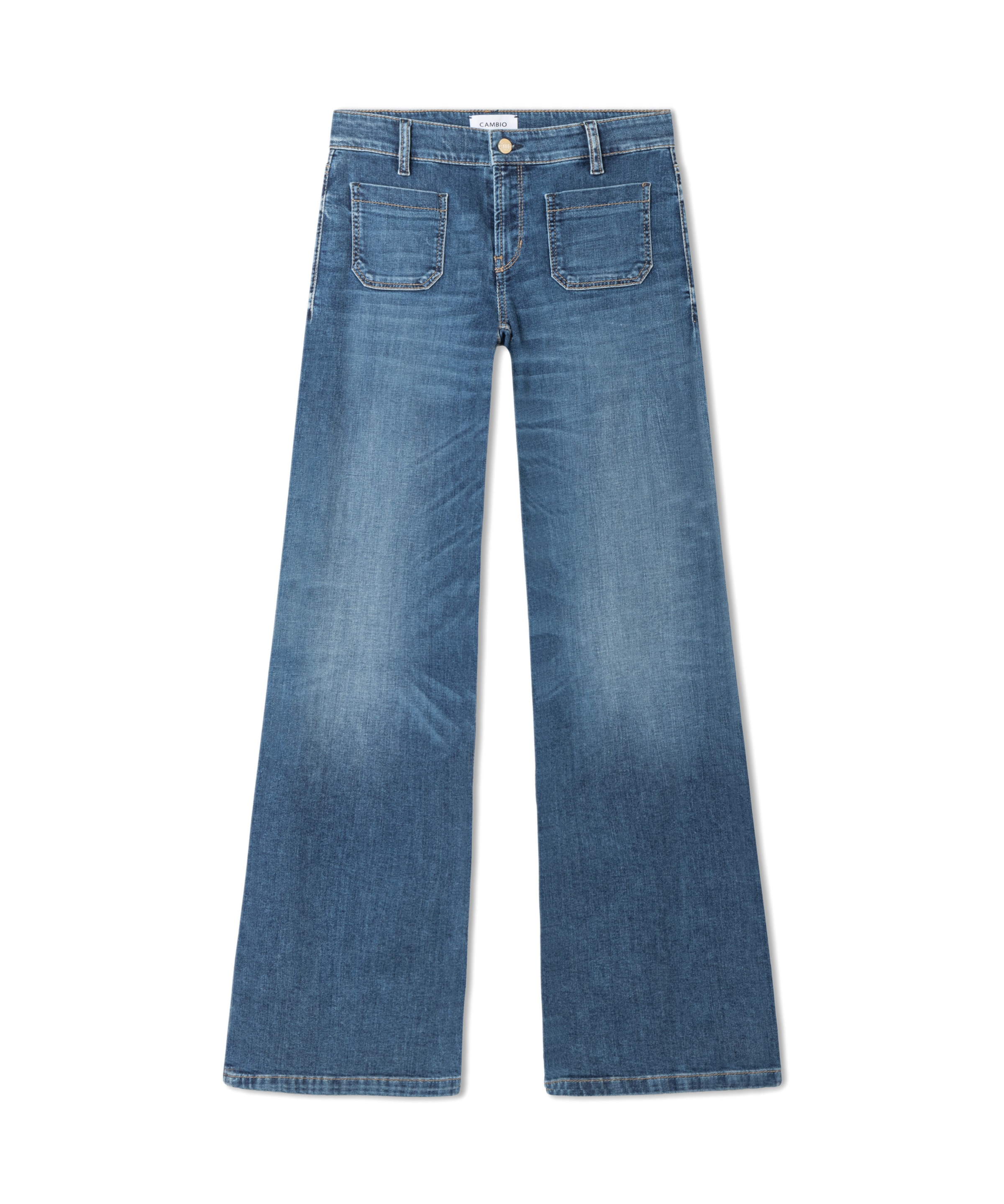 Cambio Wide leg Jeans in Blauw: voorkant