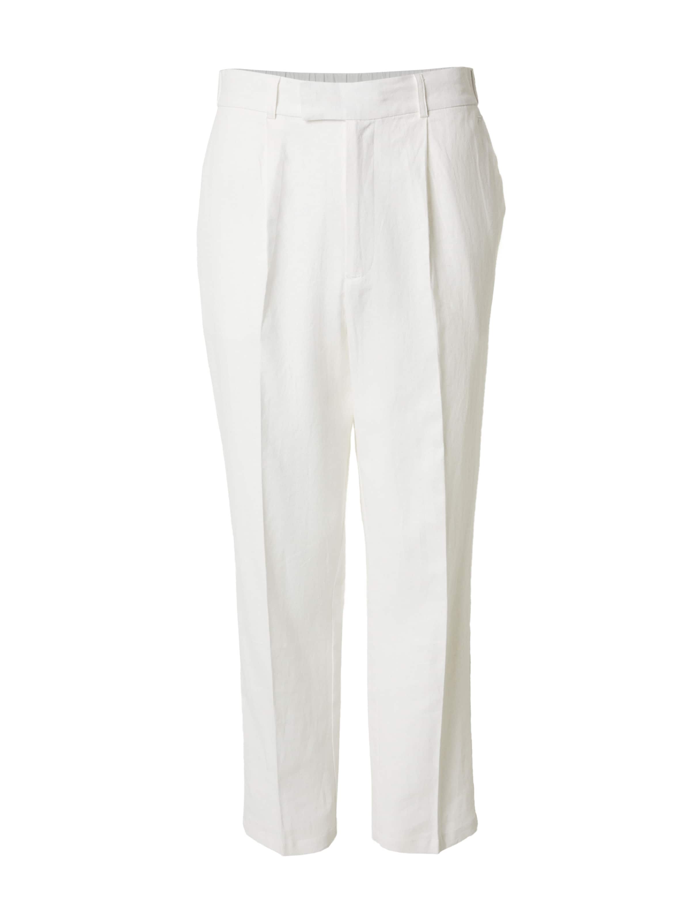 DAN FOX APPAREL tavaline Viikidega püksid 'Kadir', värv valge: eest vaates