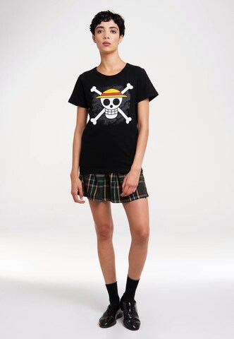 LOGOSHIRT Shirt 'One Piece - Skull' in Zwart