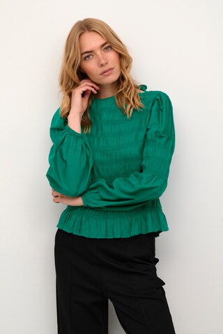 Cream Blouse 'Henva' in Groen: voorkant