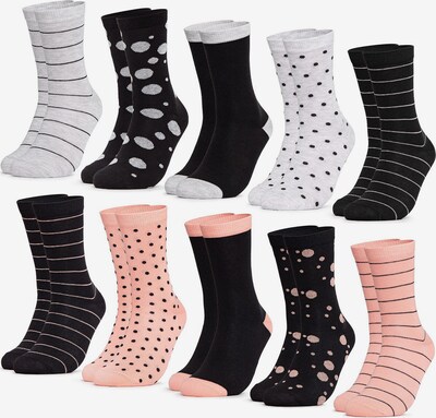 Occulto Socken 'Lotte' in grau / rosa / schwarz / weiß, Produktansicht