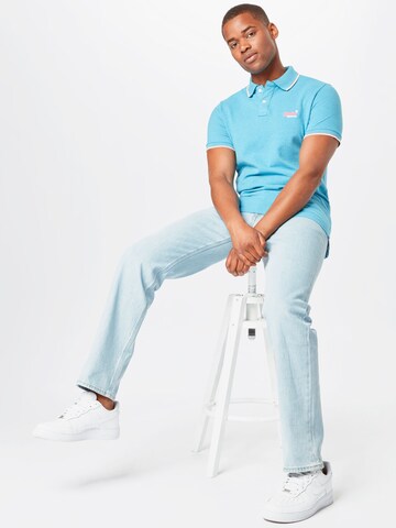 Superdry Tapered Poloshirt 'POOLSIDE' in Blau