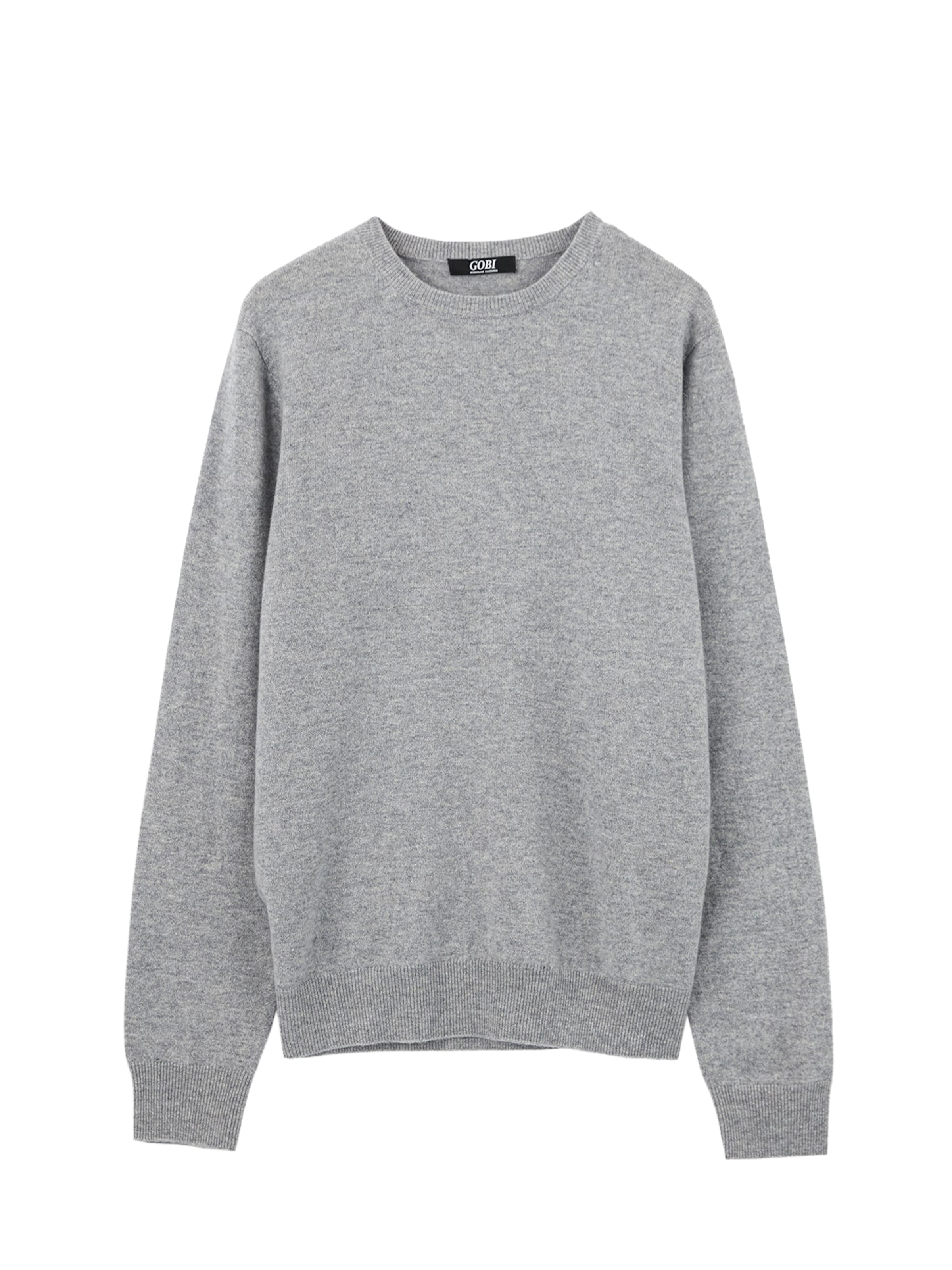 GOBI Cashmere Sweater 'Men's Essential Crewneck Cashmere Sweater' in Grey: front