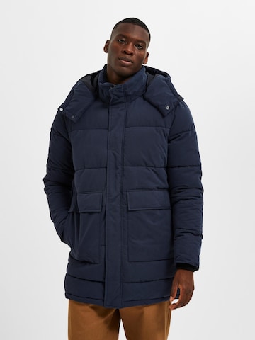 SELECTED HOMME Winter Parka 'Bow' in Blue: front