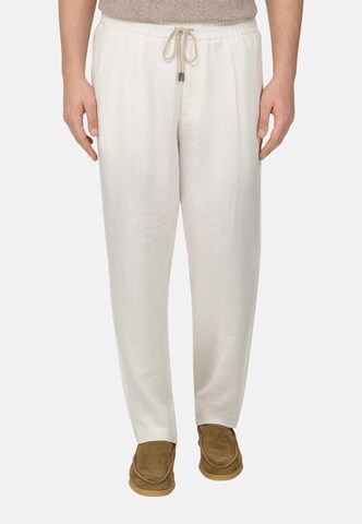 Boggi Milano Regular Bandplooibroek 'City' in Wit: voorkant