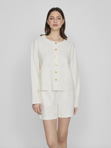 VILA Knit Cardigan in White: front