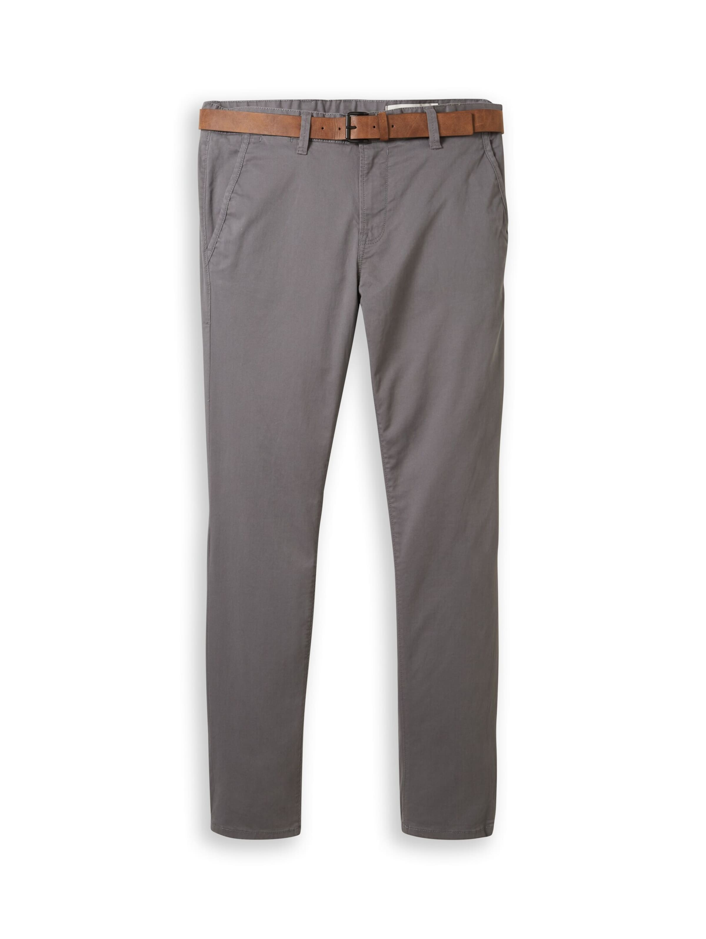 Coupe slim Pantalon chino TOM TAILOR DENIM en gris : devant