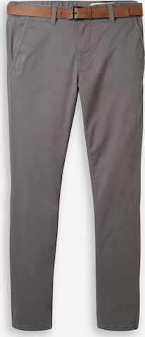 pilka TOM TAILOR DENIM Prigludęs „Chino“ stiliaus kelnės: priekis
