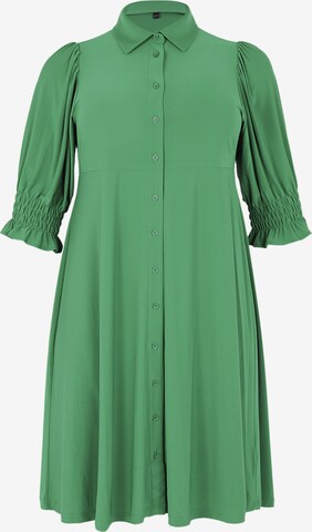 Yoek Shirt Dress in Green: front