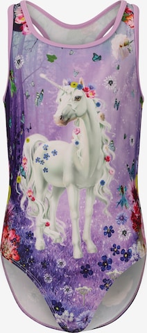 ZigZag Swimsuit 'Paradise' in Purple: front