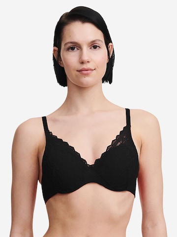 Chantelle T-shirt Bra 'Easy Feel Floral Touch' in Black: front