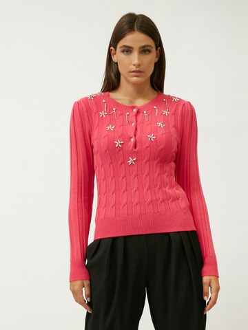 Influencer Pullover  ' Bejeweled' in Pink: predná strana