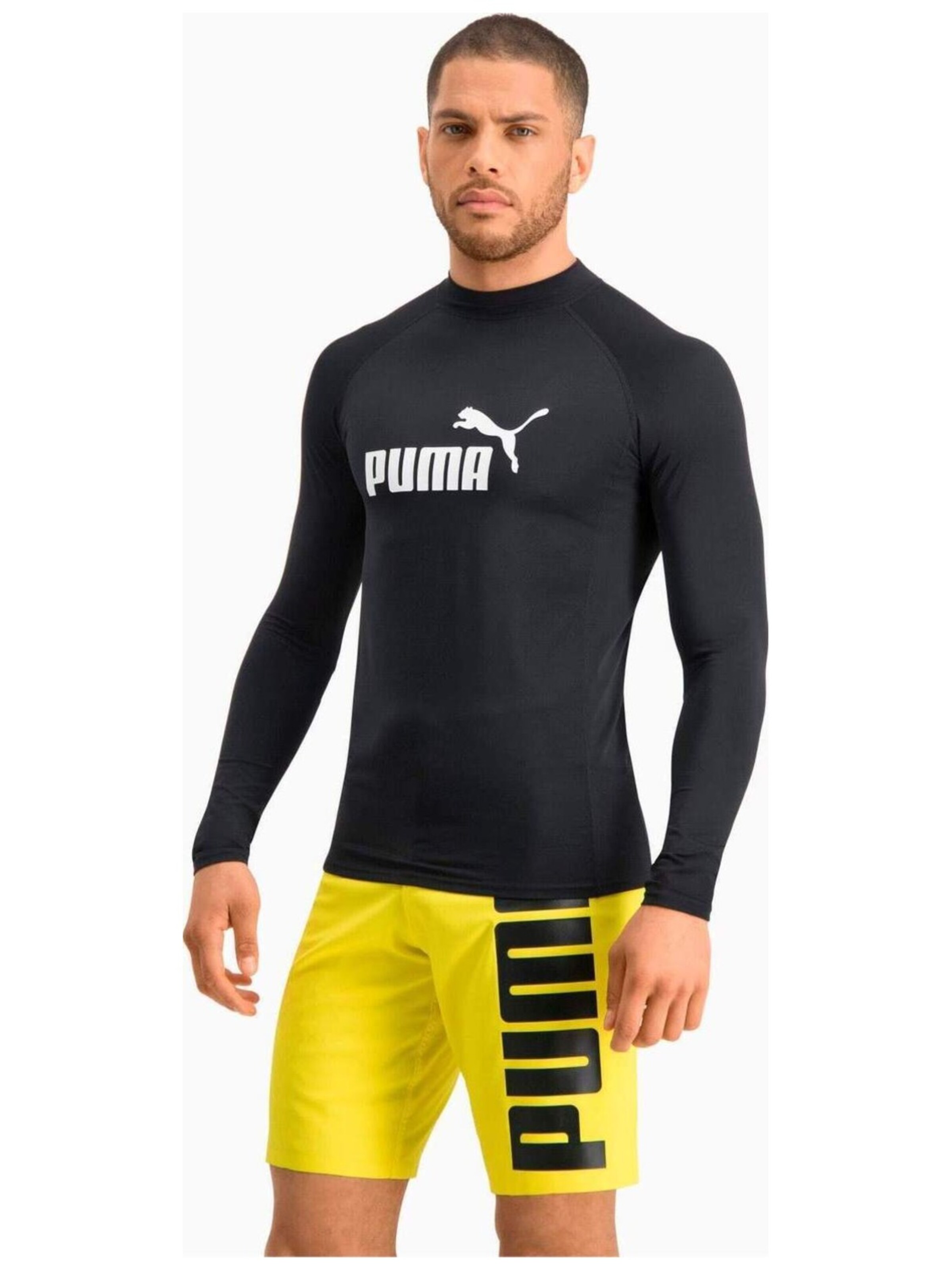 PUMA Shirt 'Puma Swim Men Long Sleeve Rash Guard 1p' in Black