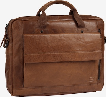 Spikes & Sparrow Briefcase in Brown: front