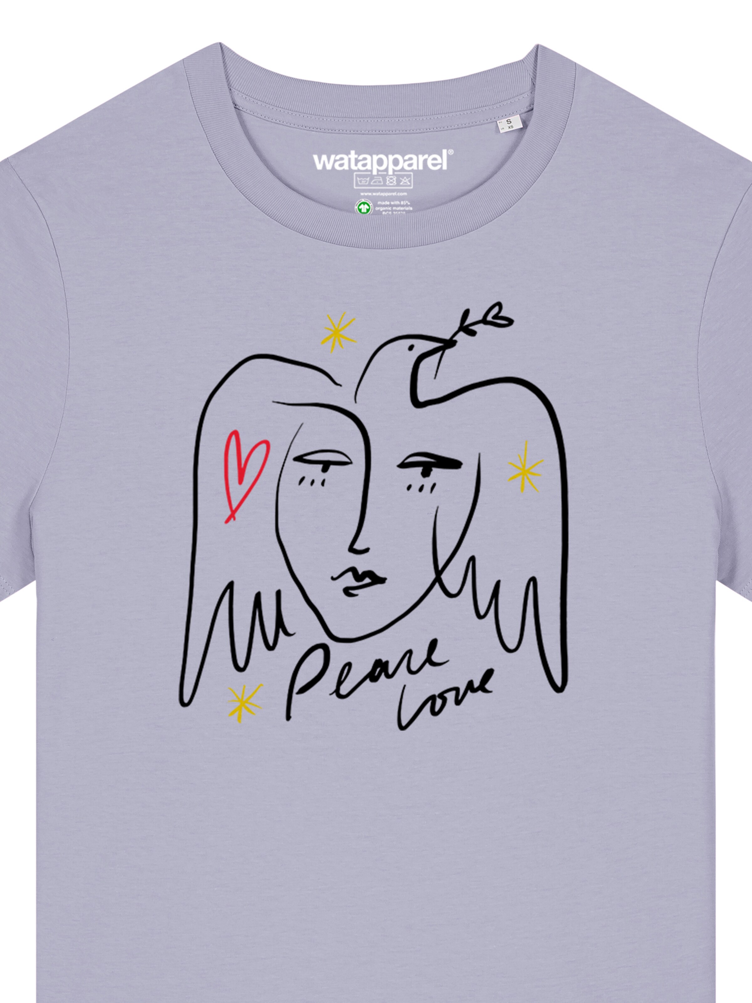 Maglietta 'Peace Love' di Watapparel in lilla