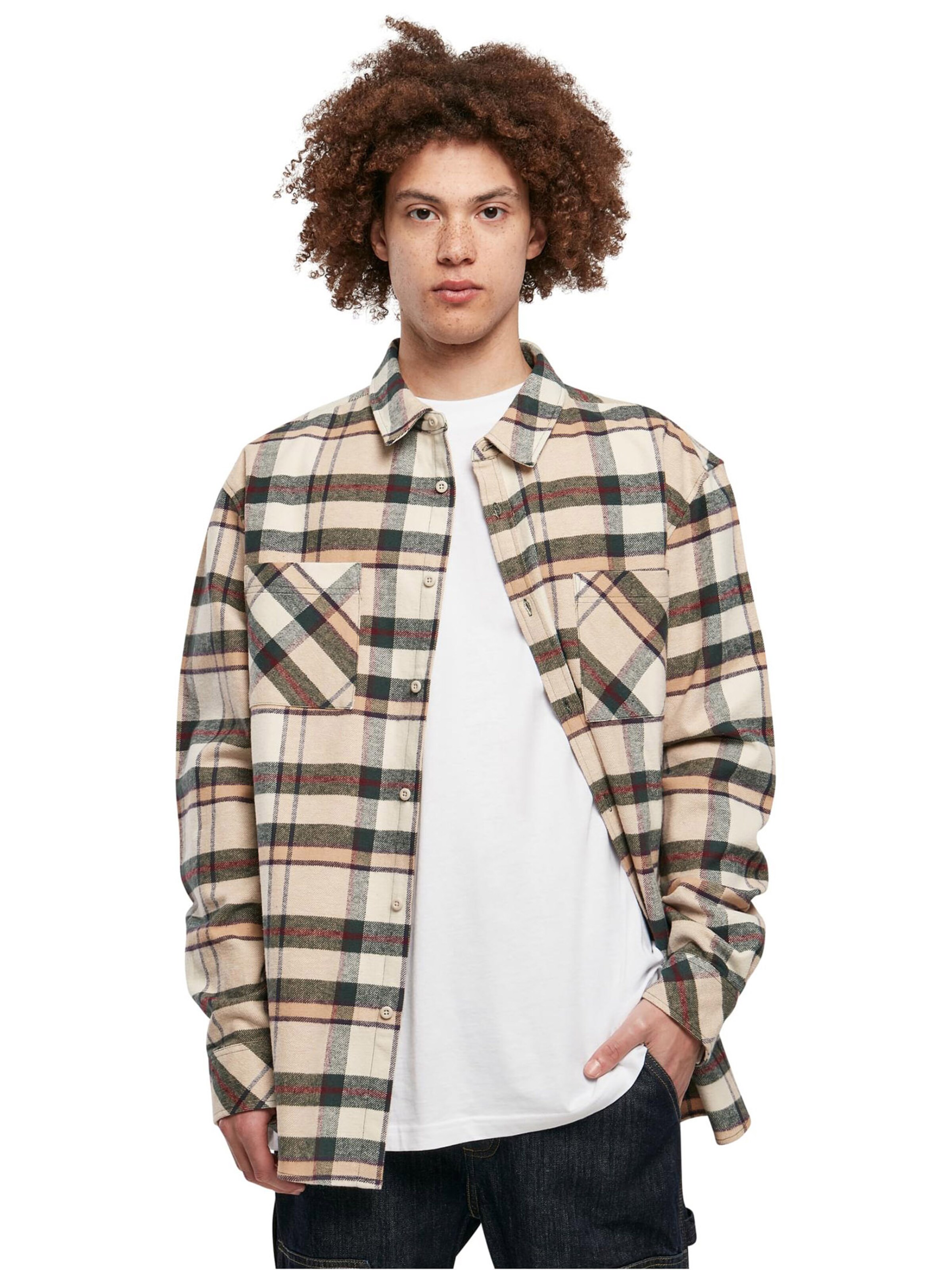 Urban Classics Классический крой Рубашка 'Mountain' в Бежевый: спереди