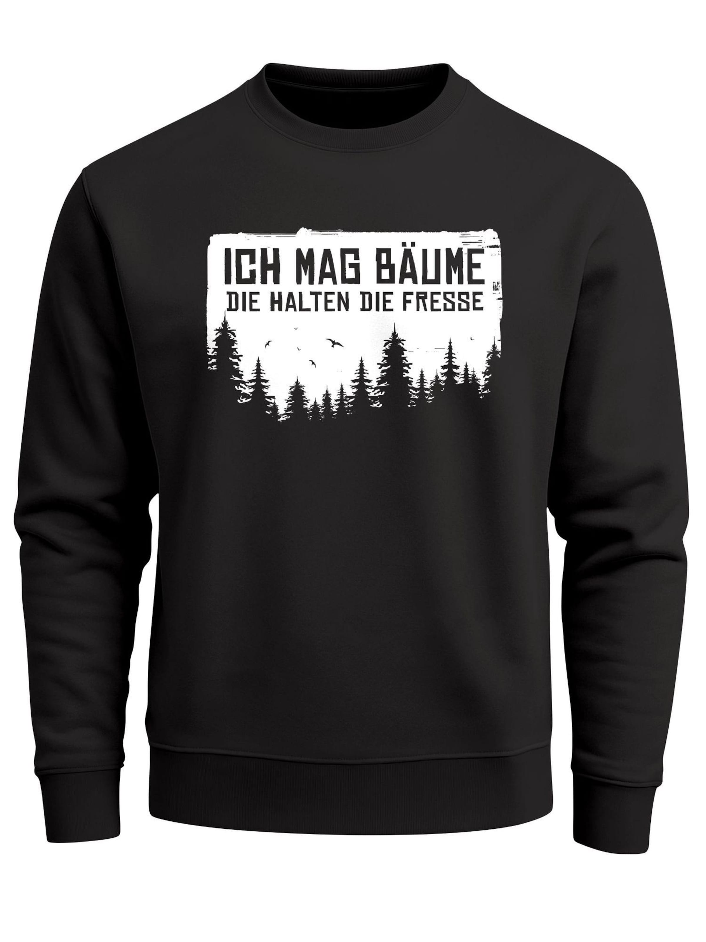 Neverless Sweatshirt 'Ich mag Bäume' in Black: front