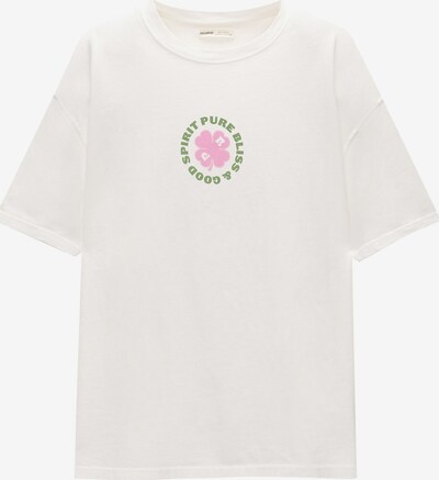 Tricou Pull&Bear pe verde kiwi / roz / alb, Vizualizare produs