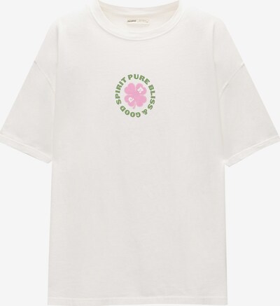 Pull&Bear T-shirt en kiwi / rose / blanc, Vue avec produit