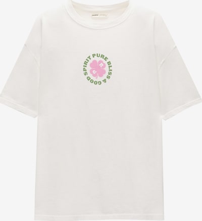 Pull&Bear T-shirt en kiwi / rose / blanc, Vue avec produit