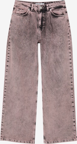 Wide leg Pantaloni cu cute de la Pull&Bear pe roz: față