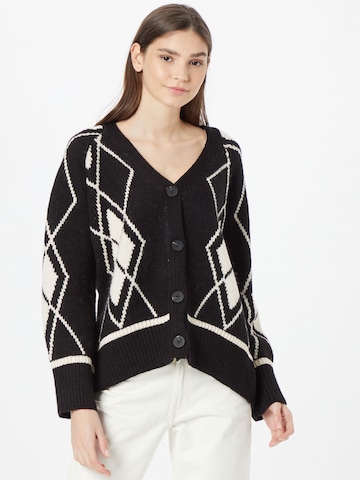 River Island Knit cardigan 'ARGYLE' in Black: front