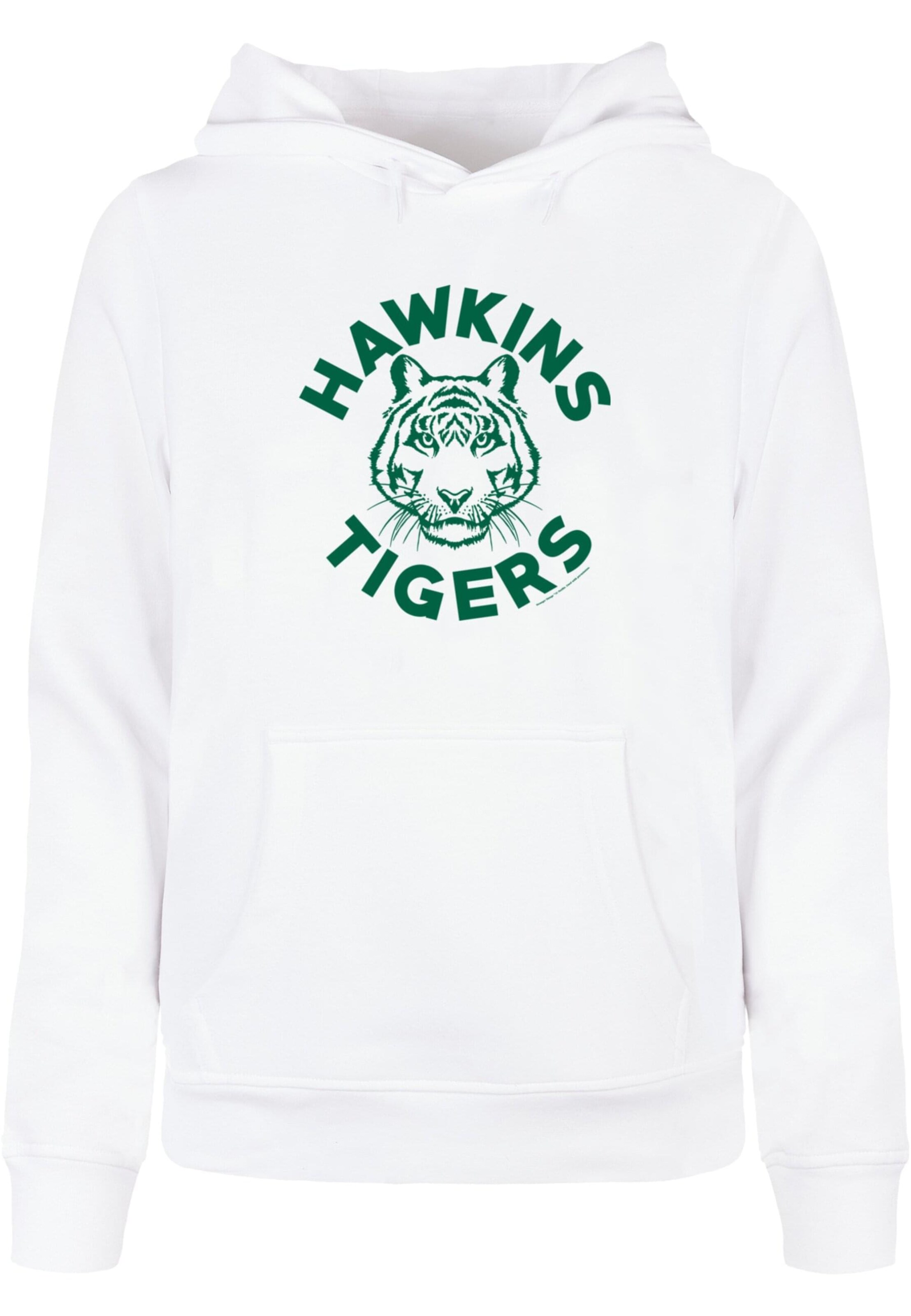 Sweat-shirt 'Stranger Things - Hawkins Tigers' ABSOLUTE CULT en blanc : devant