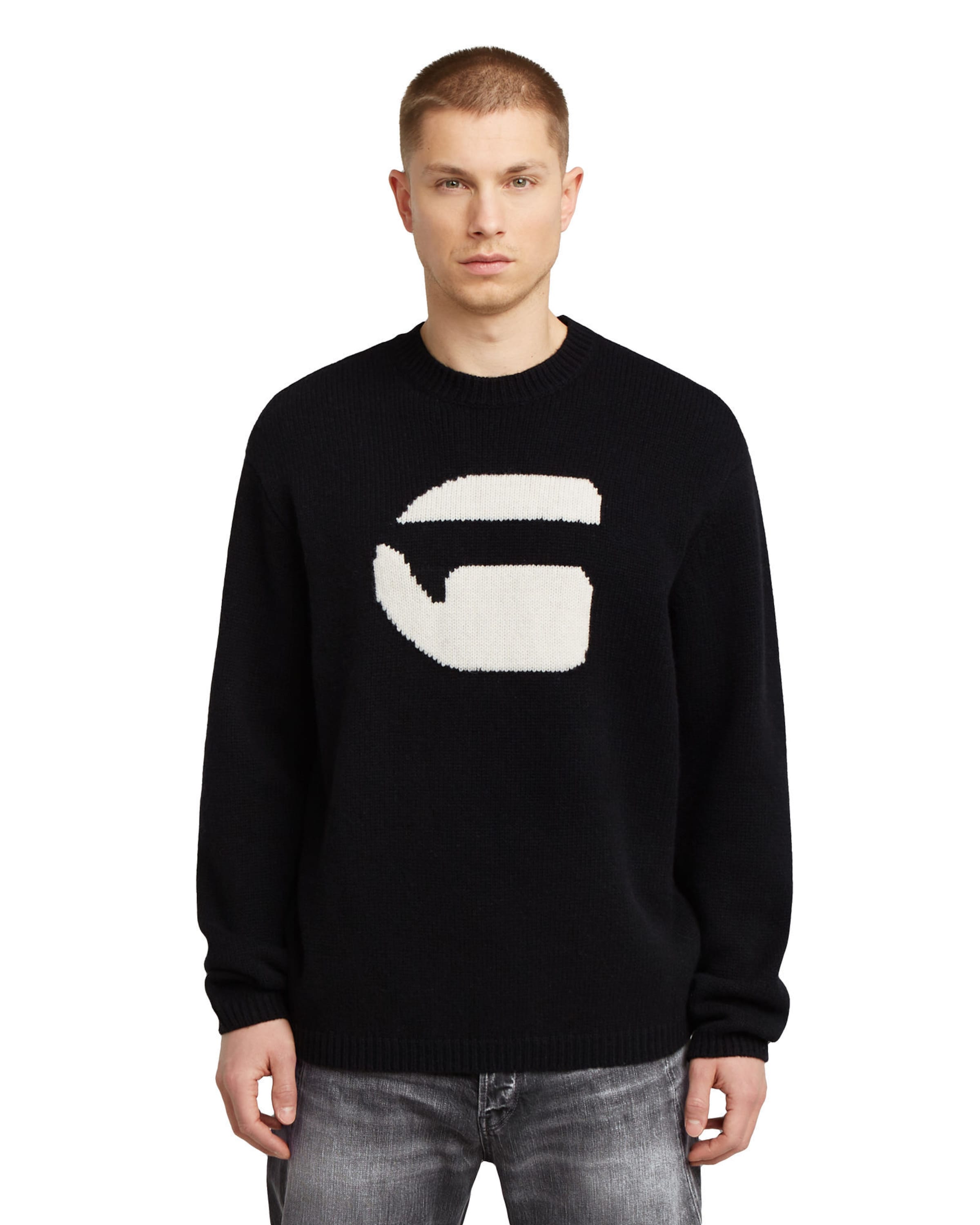 Pull-over 'G-Logo Relaxed Knit' G-STAR en noir : devant