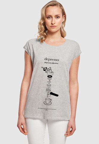Mister Tee Shirt 'Depresso' in Grijs: voorkant
