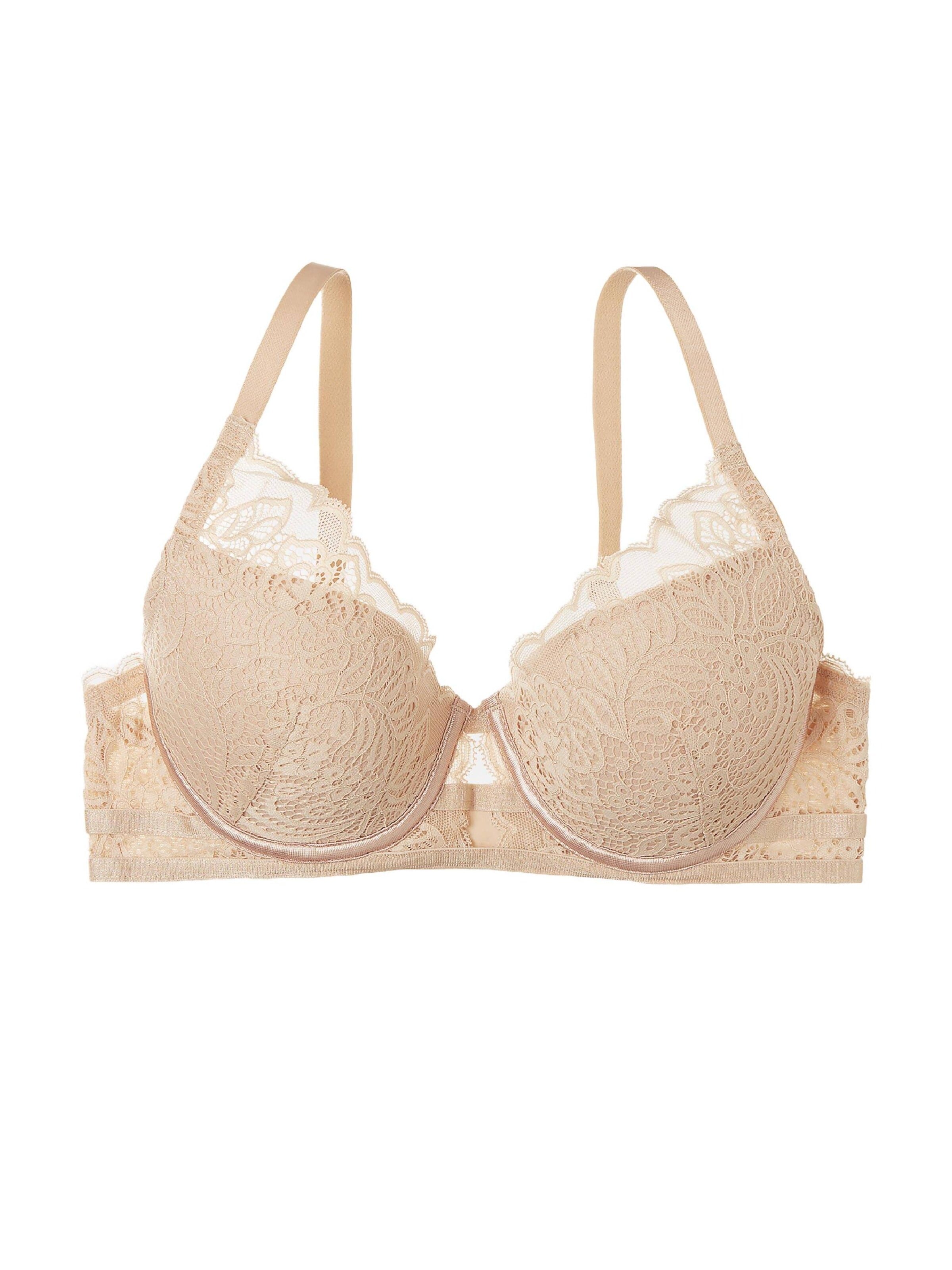 Push-up Reggiseno 'Push-up-BH Hint, florale Spitze, herausnehmbare Polster 80B' di Henderson in beige: frontale