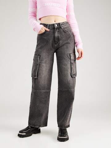 HUGO Wide leg Cargojeans 'Galese' in Grijs: voorkant